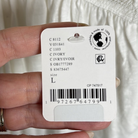 NWT Free People Kayla Lace Trim Tank Ivory Size Large - Picture 4 of 7